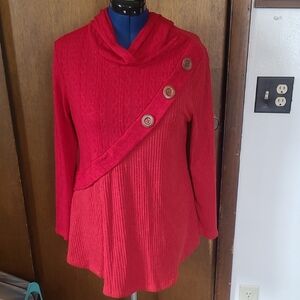 Women's Red Button-Accent Sweater